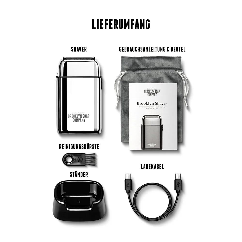 Brooklyn Soap Company Brooklyn Shaver - Elektrischer Rasierer für Herren - Bartschneider für eine makellose Trockenrasur - Elektrorasierer mit LED-Display & USB-C Aufladung