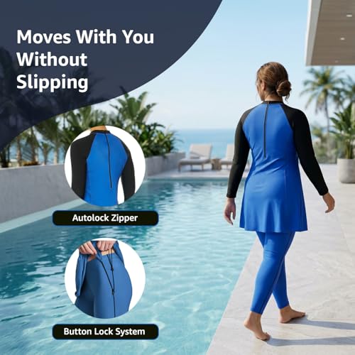 Image of Amazon Brand: Symactive - Swimming Suit for Women 2 Piece Swim Suit Set Full Body Swimming Costume for Woman Stretchable Fit Swimwear for Ladies