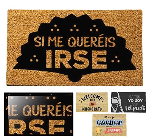 LucaHome - Felpudo Entrada casa Original y Divertido de Coco Natural - Felpudo si me quereis irse 40x60 - Ideal para Puertas de Exteriores Cubiertas, pasillos y entradas de hogares