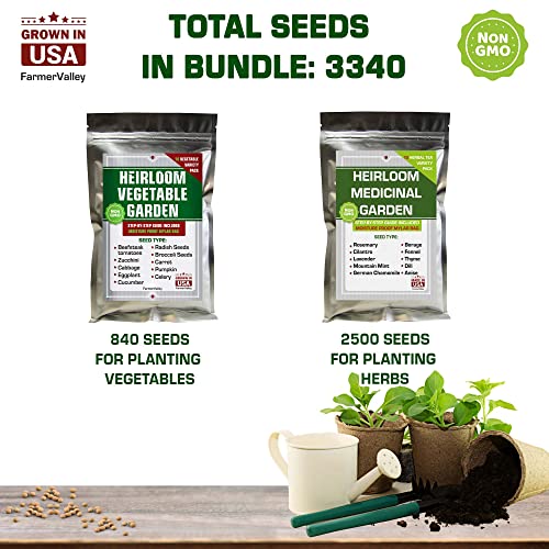 Supreme Medicinal Herb And Vegetable Seeds - Heirloom, Non Gmo, Usa Made - Total 20 Individual Bags With Most Needed Seeds For Planting Outdoor, Indoor And Hydroponic #TOP1