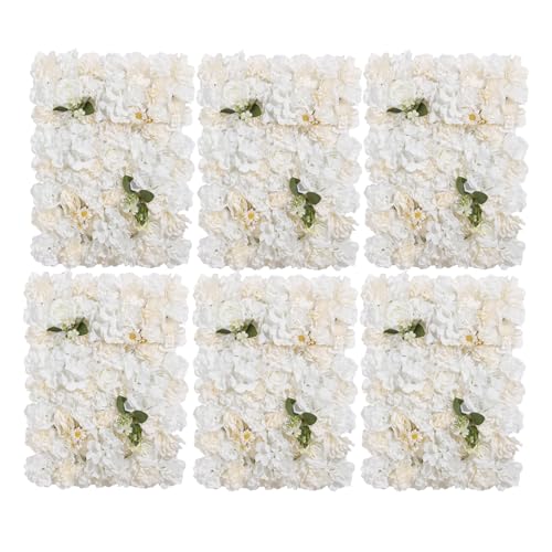 BloomTrend Flower Wall Backdrop 6 Panels 16×24 Inch - Ivory White Rose