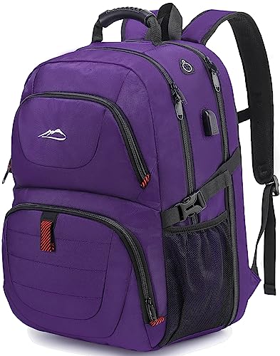 ProEtrade Travel Backpack Extra Large Laptop Backpack Business Anti Theft TSA Approved College Work Computer Bag Fits 17 Inch Laptop with USB Charging Port for Women Men(Purple)