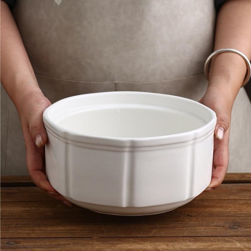 Duże Miski Sałatkowe Miska na Zupę Hotel Ceramic Soup Bowl White Salad Bowl Restaurant Appetizer Bowl Dessert Bowl Miski Kuchenne Miska do Sałatek, Owoców,