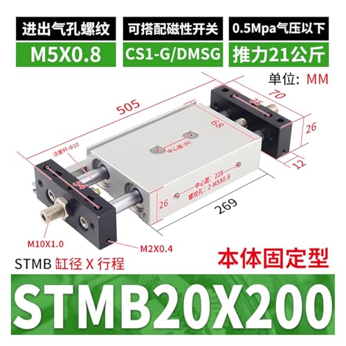 Vérin pneumatique double tige STMS contre torsion et déviation - 3