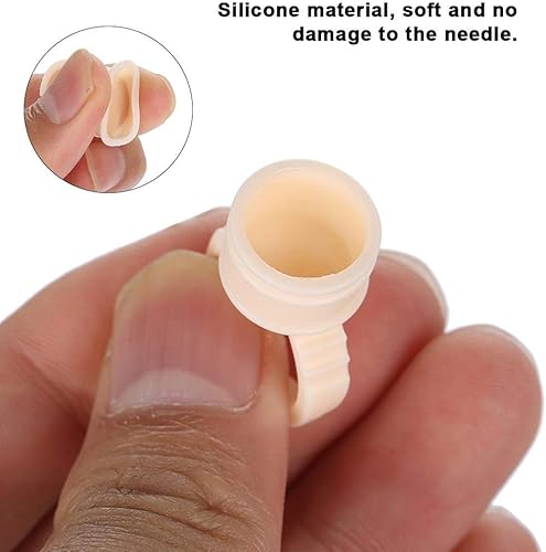 Miniatura 9 de 100 piezas de anillo de tatuaje de cejas de silicona microblading pigmento dedo pegamento titular para maquillaje de pestañas, herramientas