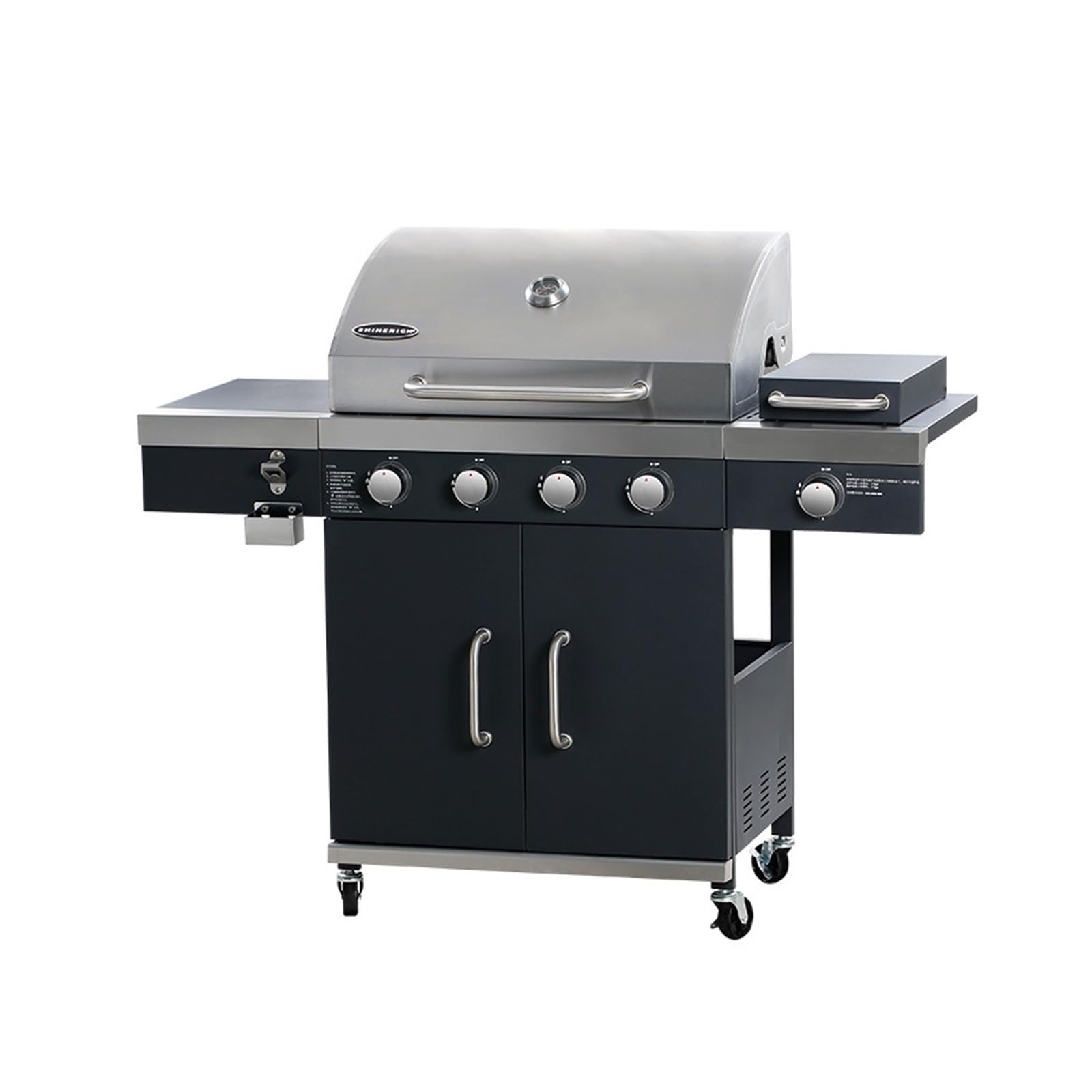 Barbecue a gas in acciaio inox con fornello laterale, griglia da patio in stile americano, per cucinare all'aperto in giardino, patio e cortile della villa