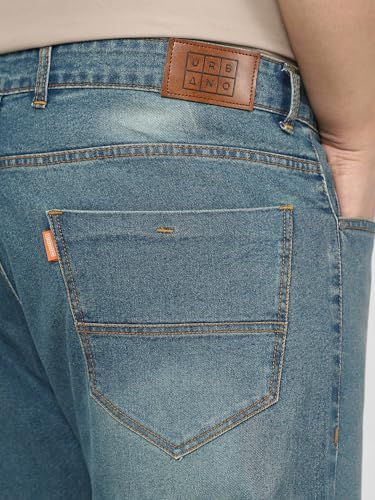 Image of Urbano Plus Men's Straight Fit Mid Rise Washed Jeans Stretchable