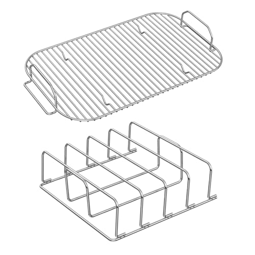 KEESHA OG800 Smoke Rack & OG900 Rib Rack for Ninja Woodfire OG800 OG900 Series, Replacement for Ninja Original Part Number XSKRSTRKXL XSKRACKXL, Non-Stick Racks for Ninja Woodfire Grills