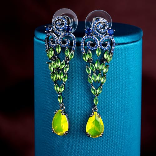 Crystal Dangle Drop Vintage Earrings for Women Teardrop Chandelier Cubic Zirconia Hypoallergenic Statement Wedding Prom Palace Earrings for Mom Wife Her3