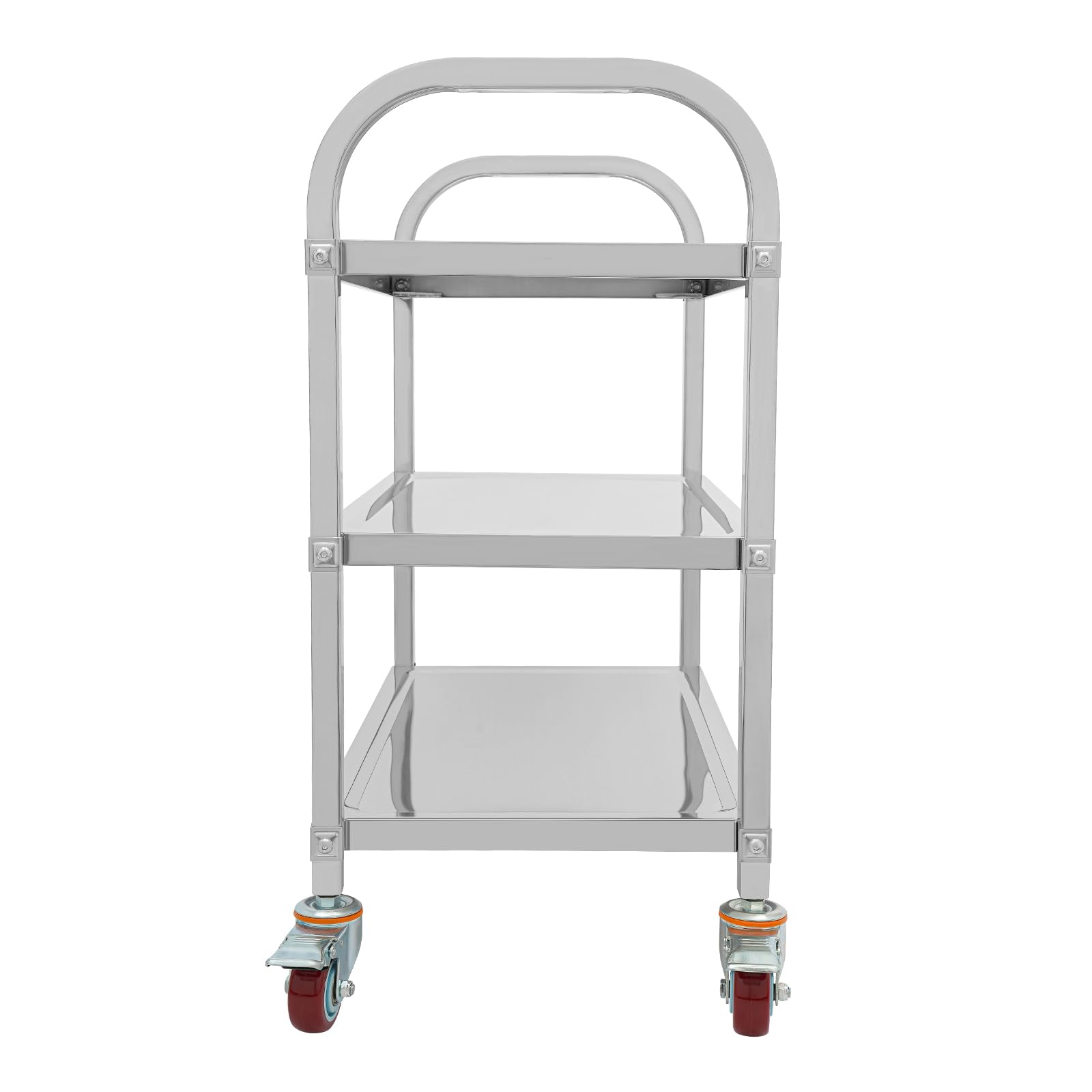 OUKANING Carro de cocina de acero inoxidable con 3 estantes, carro de servicio de alta capacidad de carga y ruedas silenciosas, isla de cocina móvil y estante de cocina para microondas, cocina