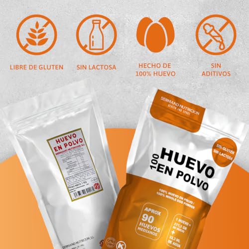 Eipulver (1 kg) | Pasteurisiertes Ei ohne Gluten | Getrocknetes Vollei | Ohne Zusatzstoffe | Laktosefreies Produkt im Zip-Beutel