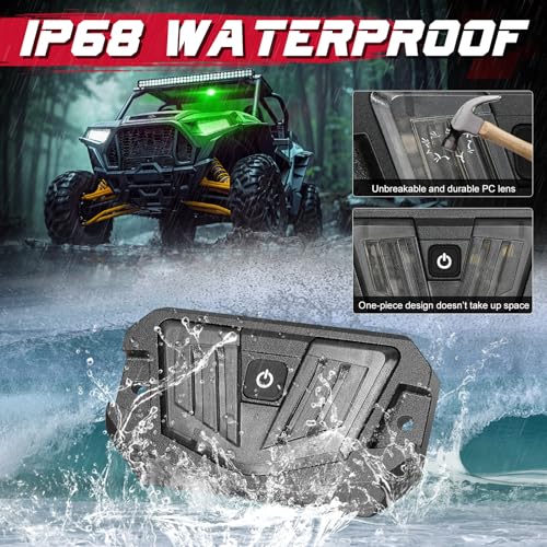 OFFROADTOWN UTV Dome Light Universal Roll Bar Mount 12V LED Dome Light Utility Hunting Lights Trunk Lighting UTV Interior Lights for UTV ATV Truck RZR SXS Honda Polaris Kawasaki - White/Green