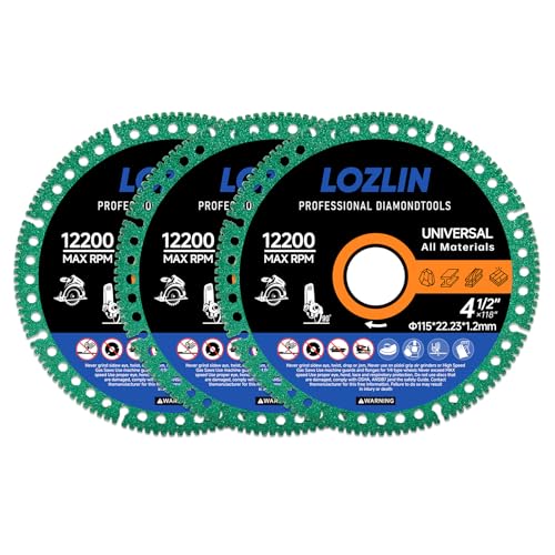 LOZLIN 4-1/2 Diamond Cutting Discs 3 Pack, 7/8 Arbor for Tile Stone Marble by LOZLIN - Used condition - US$18.66