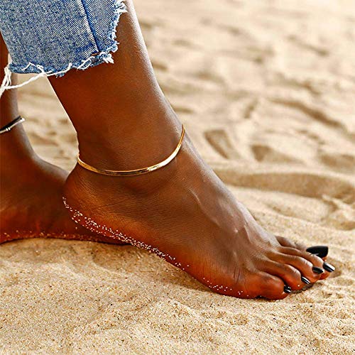 Gold Anklets for Women Waterproof,18K Gold Plated Anklet for Women Snake Chain Link Dainty Ankle Bracelets Summer Beach Jewelry4