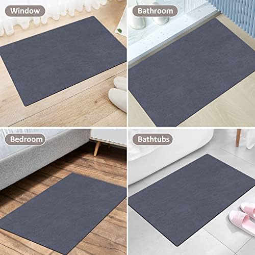 Bath Mat Water Absorbent Bathroom Mat Non Slip Anti Mould Bathroom Rugs(40x60cm) Diatomaceous Earth Bathroom Carpet Quick Dry Anti-slip Floor Mat for Shower Stall Bathtub Sink Bedroom (Navy Blue)