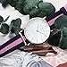 Relojes Mujer Ultradelgado Reloj Raya Nylon Casual, Azul-Rosa