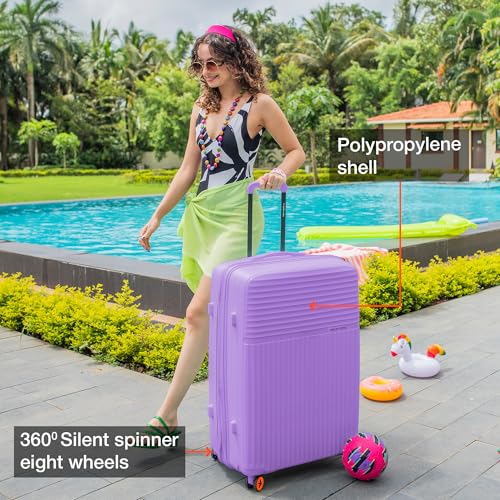 Image of Nasher Miles Krabi Expander Hard-Sided Polypropylene Luggage Set of 2 | 65cm & 75cm | 8 Wheels Medium & Large Trolley Bag for Travel | Suitcase (Pastel Purple)