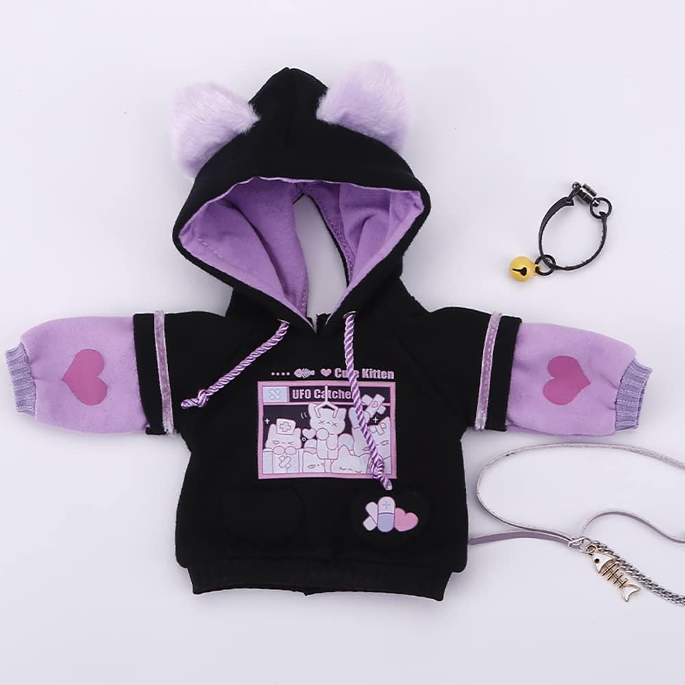 New 1/3, 1/4, 1/6BJD Doll Clothes Cute Cat Sweater for Large 1/6, Yosd, 30cm 45cm 60cm Bjd SD DD Doll Accessories (Black-Purple,1/6)