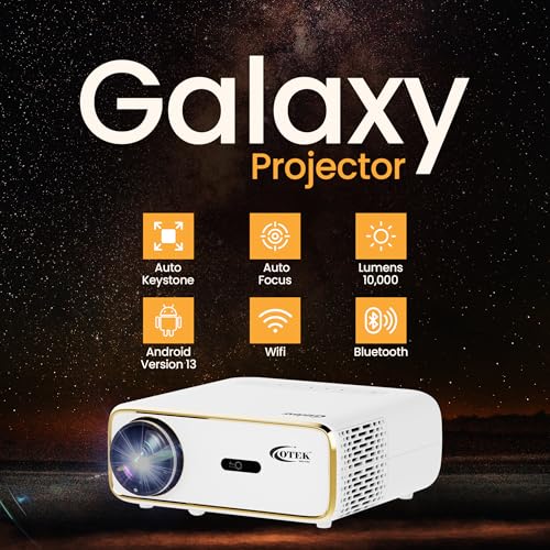 Image of OTEK Galaxy Smart Projector Native 1080P Full HD 4K Support Android with Netflix Auto Focus & Keystone 10000 Lumens WiFi 6 Bluetooth Home Theater Projector for Movies Gaming & Entertainment