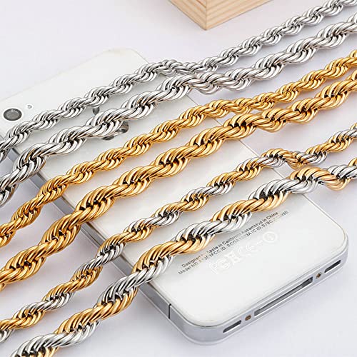 Collier acier inoxydable chaîne maille corde 60cm de finition supérieure - 4