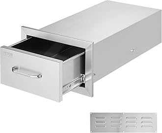 Mophorn 14x8.5 Inch Outdoor Kitchen Drawers Stainless Steel, Flush Mount Double Drawers,14W x 8.5H x 23D Inch, with Stainless Steel Handle, BBQ Drawers for Outdoor Kitchens or BBQ Island