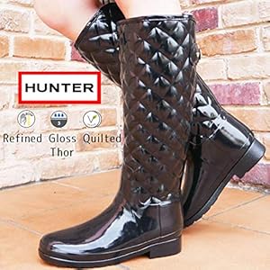 【美品】HUNTER レインブーツ リファインド　グロスキルテッドトール HUNTER 長靴 レインブーツ REFINED GLOSS QUILT TALL