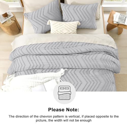 Image of Litanika 3 Pcs Light Grey Boho Oversized Super King Plus Comforter Set