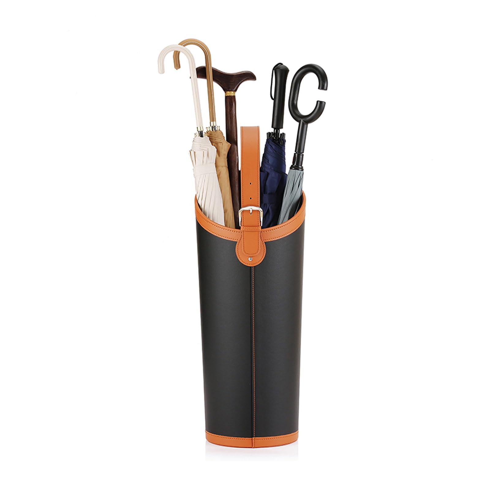 HYLYGFH Modern Leather Umbrella Stand - Stylish Round Indoor Entryway Holder with Removable Drip Tray - Elegant Cane Bucket for Home nization