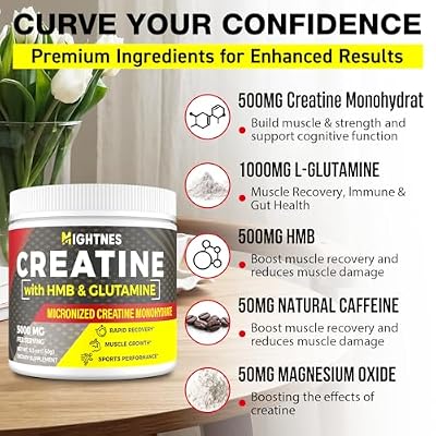 Creatine HMB, Creatine Powder for Men & Women, Micronized Creatine Monohydrate for Muscle Growth & Recovery and Increased Strength, Performance, Creatine HMB with Glutamine, Gluten Free, 30 Servings