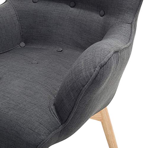 Mid-Century Modern Upholstered Armchair with Ottoman Set Dark Grey Vejle - Image 5