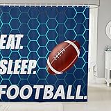 Fußball Badezimmervorhang 180 W x 180 L American Football Duschvorhang für Kinder Jungen Mädchen Jugend modischer geometrischer Waben Badevorhang Sport Ballspiel wasserdichter Duschvorhang Badewannen
