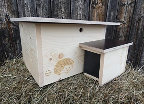 Qualität aus Niederbayern ARBRIKADREX Igelhaus 45cm x 40cm x 28cm Igelhotel 20mm Vollholz Winterfest Kein Bausatz: easytouch-Rattenklappe und Boden, optional mit Labyrintheingang,