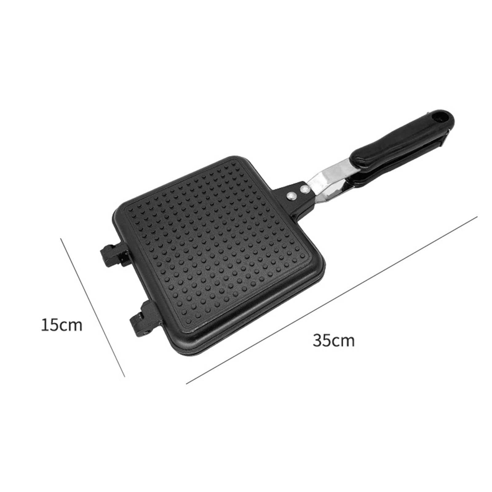 Toster kanapkowy dwustronna patelnia do smażenia wafle naleśnik na przekąski patelnia do kuchni kanapek (czarna 35 x 15 x 3 cm)