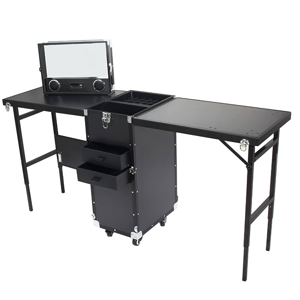 その他 SUITCASE NAIL DESK Rolling Manicure Table, Foldable Nail Station Makeup Train