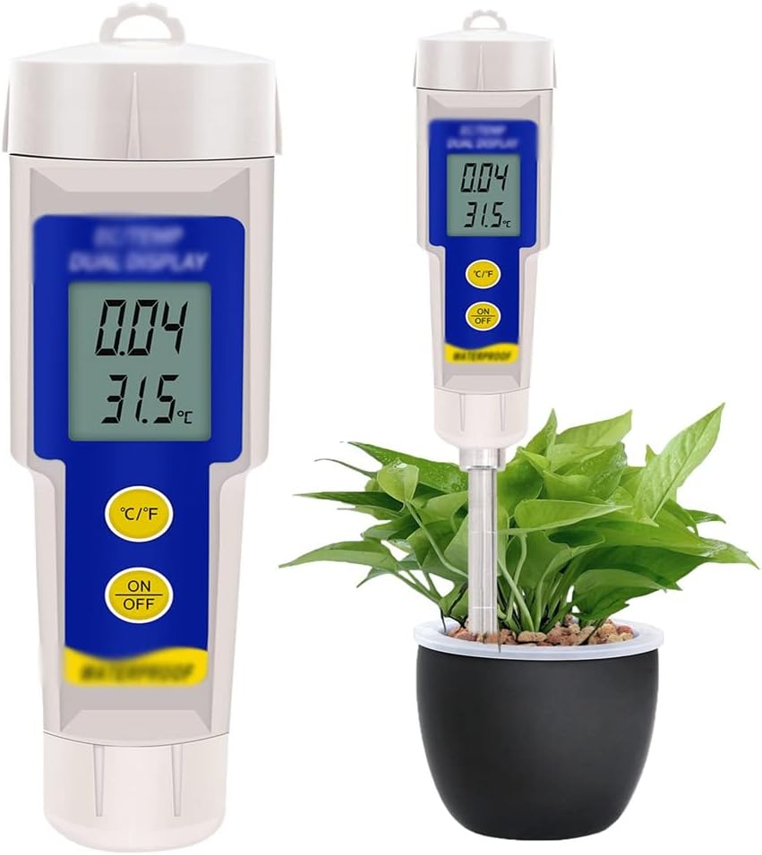 Soil Meter 2 in 1 Soil EC and Temperature Tester 0~4.00mS/cm Multipurpose Conductivity Tester with