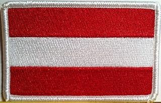 Austria Flag Embroidered Patch with Hook & Loop Travel Morale Patriotic MC Biker Shoulder White Border Emblem #14