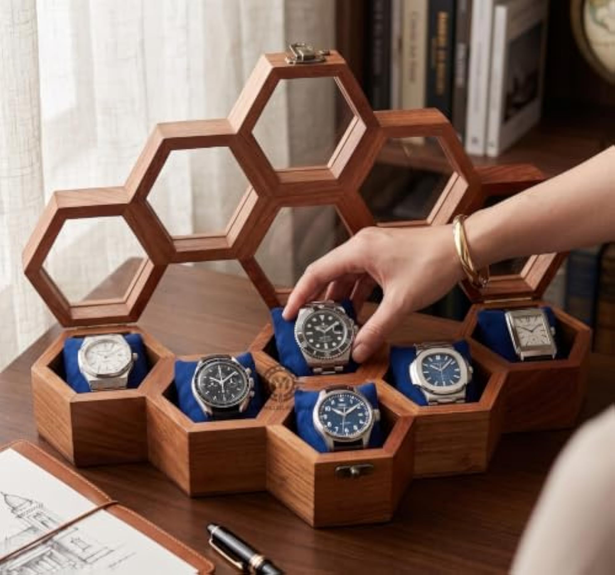 Luxury Honeycomb Watch Collector Box