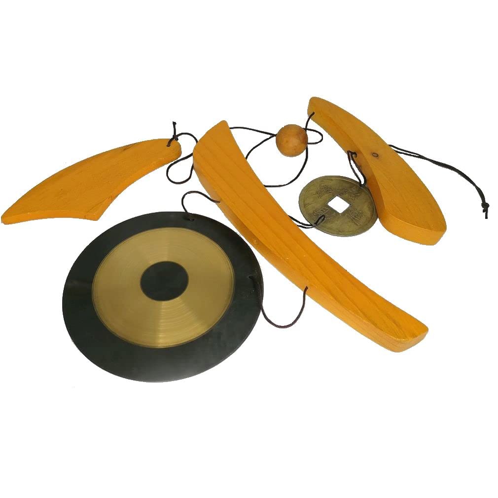 lachineuse – Windspiel mit Gong – Holz- und Metallspiel – chinesisches japanisches Metallspiel – ideal für draußen, drinnen, Garten – asiatische Zen-Feng-Shui-Atmosphäre