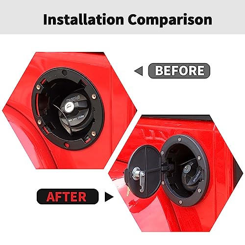 Rt-Tcz Fuel Filler Door Locking Gas Tank Cap Cover Accessories For 2007-2017 Jeep Wrangler Jk & Unlimited Sport Rubicon Sahara,Locking Black #TOP1
