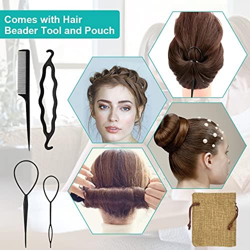 WETARENDA 24 PCS Hair Beard Beads Antique Norse Hair Tube Beads Viking Beard Beads Dreadlocks Beads Rune Beads with Hair Beader Tool Pouch Black Rubber Bands for Jewellery Bracelet Necklace