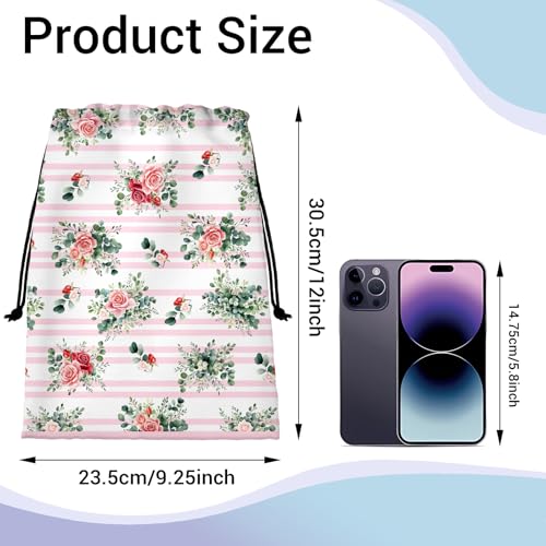 Image of Striped Rose Flower Grip Bag for Gymnasts Adjustable Gymnastics Athlete Bag Women Gym Grip