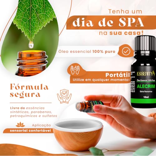 Óleo Essencial de Alecrim Premium 100% Puro - Estimula Concentração, Foco, Relaxamento e Bem-Estar,