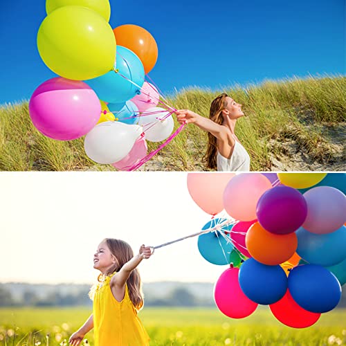Image of ASIYUHY 100 PCS Party Balloons Assorted Colors 12 Inch Rainbow Balloons with 65FT Ribbon Thick Latex Colorful Balloon Multicolor Bright Balloons for Kids Birthday Rainbow Party Weddings Decorations