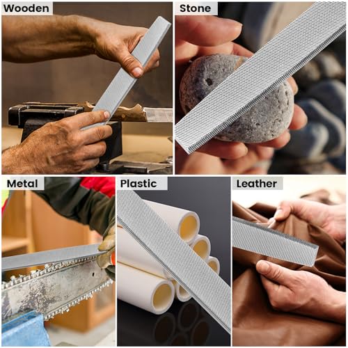 TOYIKOM 8 Inch Flat Hand Metal File, Metal Files for Steel with Ergonomic Handle, Durable High Carbon Steel Files Tools for Metal Wood and Stone Trimming, Shaping, Bastard File with Uniform Teeth - Thumbnail 6
