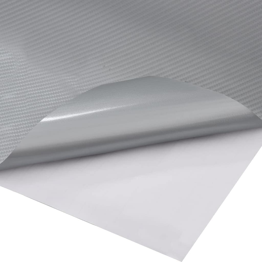 Pellicola per auto, 2 pezzi, 4D, argento, 100 x 150 cm, in PVC, autoadesiva, senza bolle, antigraffio, per carrozzeria, tuning, pellicola decorativa, protezione solare e interni