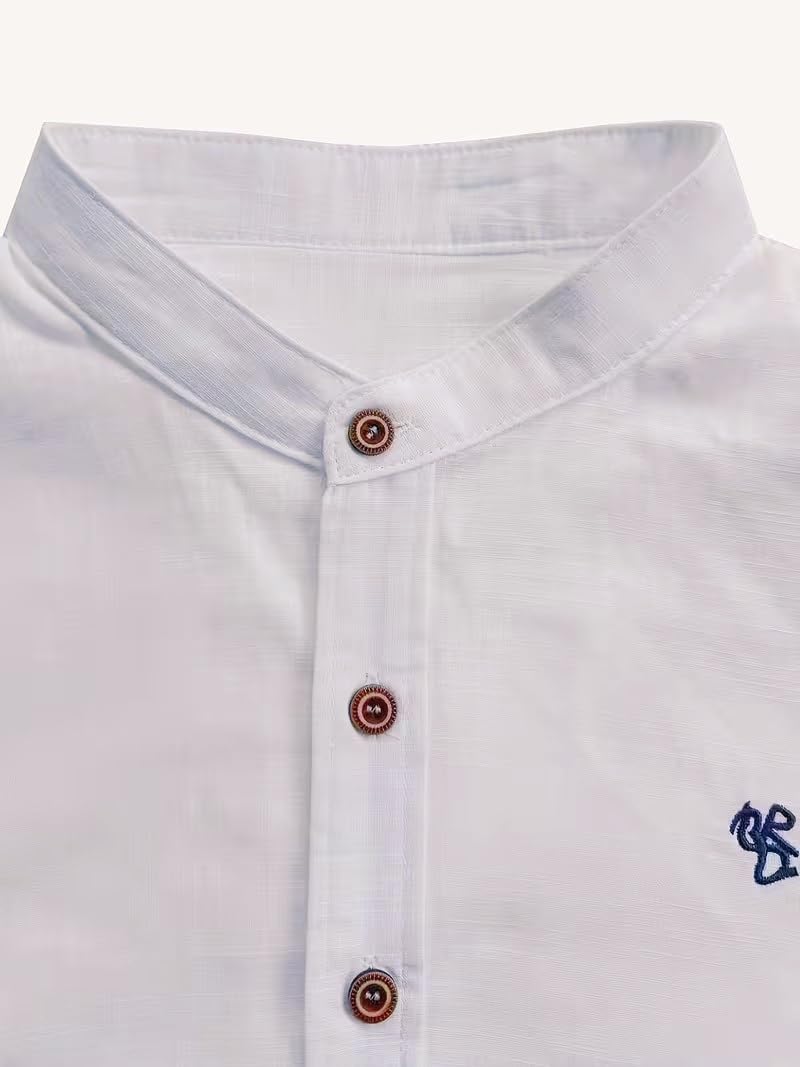 BE ACTIVE Cotone solido da uomo | Colletto alla coreana regolare | Maniche lunghe | Camicia casual vestibilità regolare