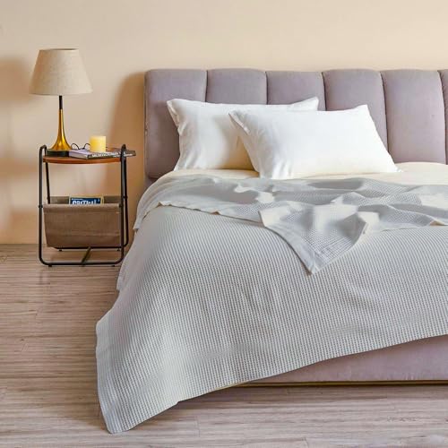 Image of Super Soft & Breathable 100% Microfiber Waffle Blanket - Throw Blanket and Quilt for Bed & Sofa King(102x108) Size - Pearl Grey /Soft Grey