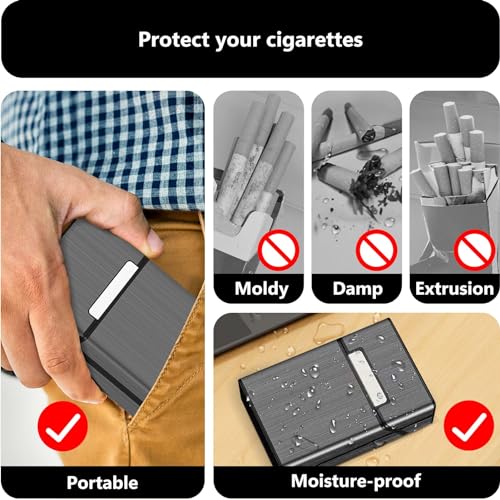 roygra Cigarette Case, Brushed Aluminum Magnetic 20 Capacity - 2 Pack (Gray+Silver, 100mm 100S) - Image 5