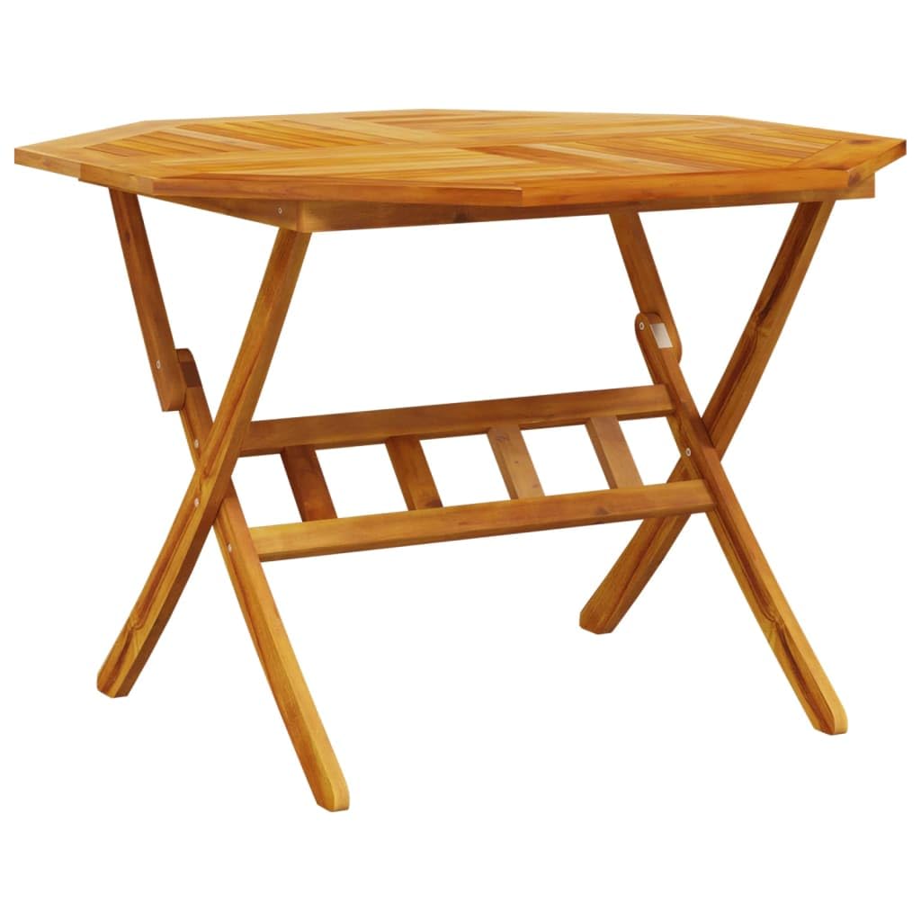 Tavolo da giardino pieghevole, diametro 110 x 75 cm, in legno massiccio di acacia | Superficie trattata a olio, design a doghe per il drenaggio dell'acqua, pieghevole salvaspazio, stabile per bevande