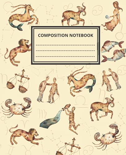 Composition Notebook: Light brown Zodiac Wide-Ruled paper for all boys and girls in colleges